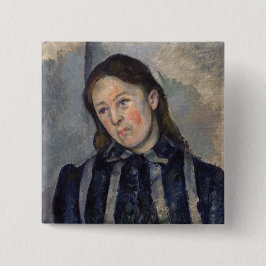 Paul Cezanne - Madame Cezanne met Loosened Hair Vierkante Button 5,1 Cm