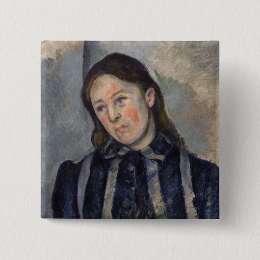Paul Cezanne - Madame Cezanne met Loosened Hair Vierkante Button 5,1 Cm (Voorkant)