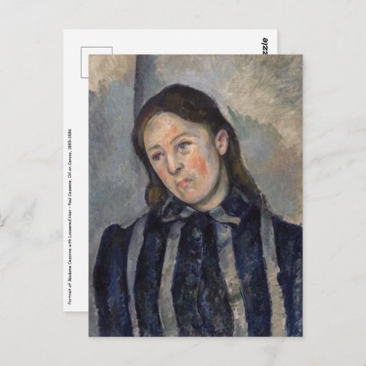 Paul Cezanne - Madame Cezanne met loshangend haar Briefkaart (Voorkant / Achterkant)
