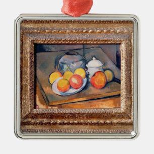 Paul Cezanne Met riet beklede vaas, suikerkom en Metalen Ornament