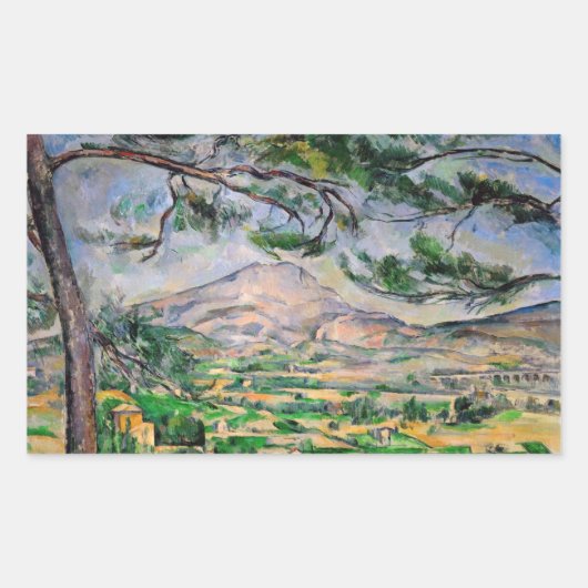 Paul Cezanne - Mont Sainte-Victoire en Large Pine Rechthoekige Sticker (Voorkant)
