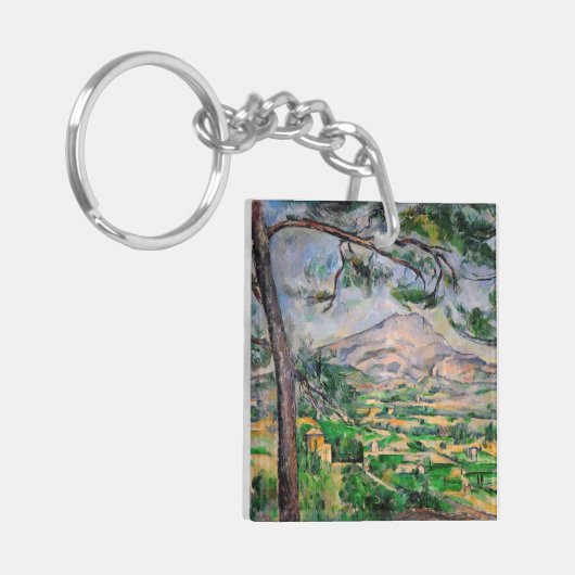 Paul Cezanne - Mont Sainte-Victoire en Large Pine Sleutelhanger (Voorkant Links)
