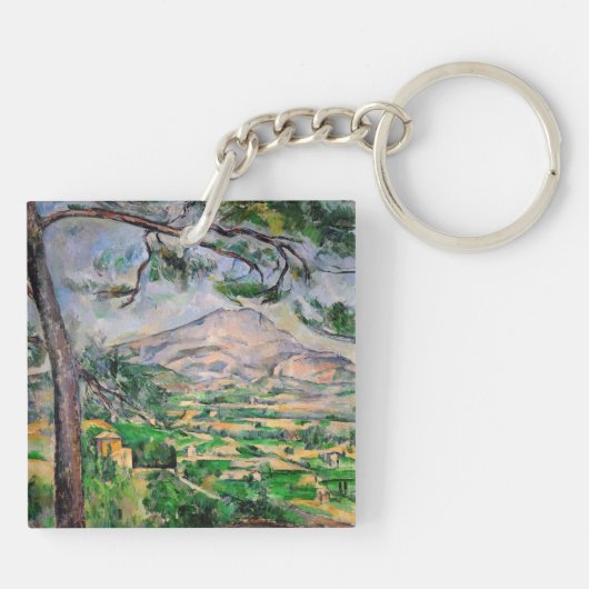 Paul Cezanne - Mont Sainte-Victoire en Large Pine Sleutelhanger (Achterkant)