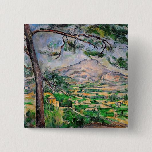 Paul Cezanne - Mont Sainte-Victoire en Large Pine Vierkante Button 5,1 Cm (Voorkant)