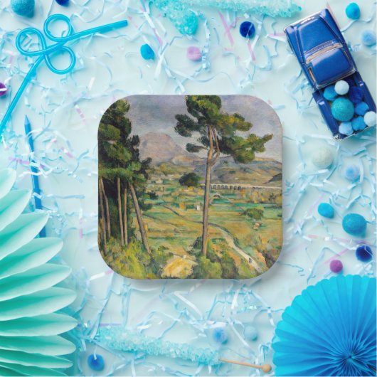 Paul Cezanne - Mont Sainte-Victoire en Viaduct Papieren Bordje (Feest)