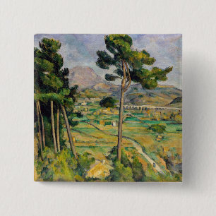 Paul Cezanne - Mont Sainte-Victoire en Viaduct Vierkante Button 5,1 Cm