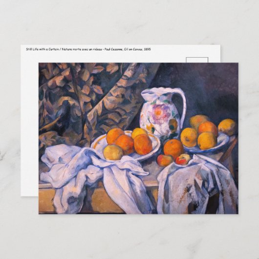Paul Cezanne - Nog steeds leven met een gordijn Briefkaart (Voorkant / Achterkant)