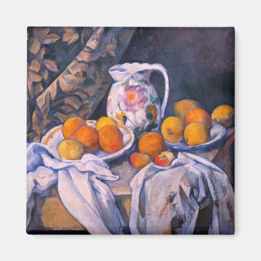 Paul Cezanne - Nog steeds leven met een gordijn Magneet (Voorkant)