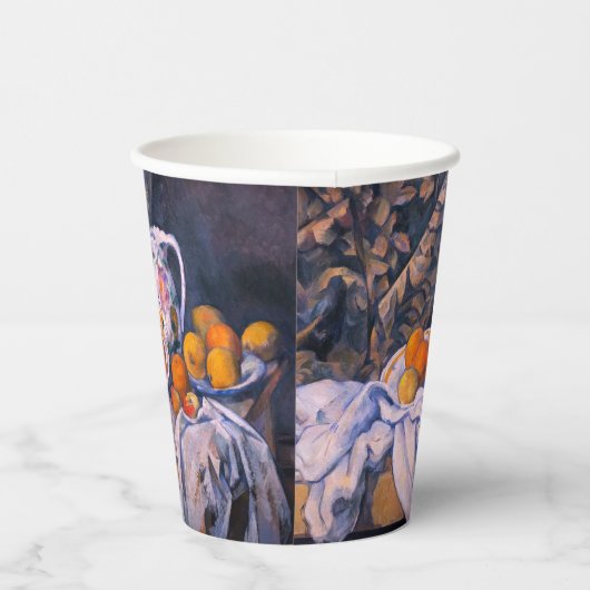 Paul Cezanne - Nog steeds leven met een gordijn Papieren Bekers (Rechts)