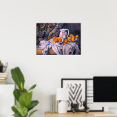 Paul Cezanne - Nog steeds leven met een gordijn Poster (Thuiskantoor)