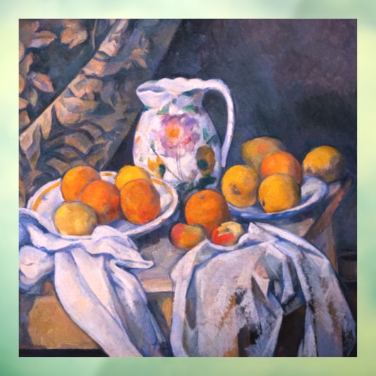 Paul Cezanne - Nog steeds leven met een gordijn Raamsticker (Vel 3)
