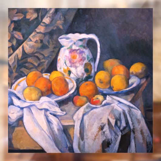 Paul Cezanne - Nog steeds leven met een gordijn Raamsticker (Vel 2)