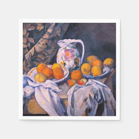 Paul Cezanne - Nog steeds leven met een gordijn Servet (Voorkant)