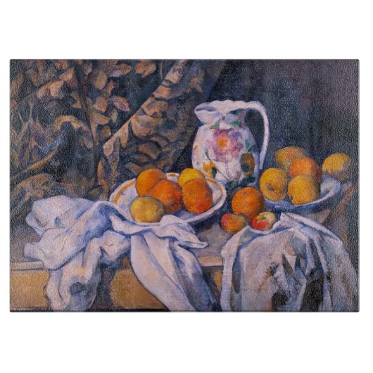 Paul Cezanne - Nog steeds leven met een gordijn Snijplank (Voorkant)