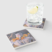 Paul Cezanne - Nog steeds leven met een gordijn Stenen Onderzetter (Zijkant)