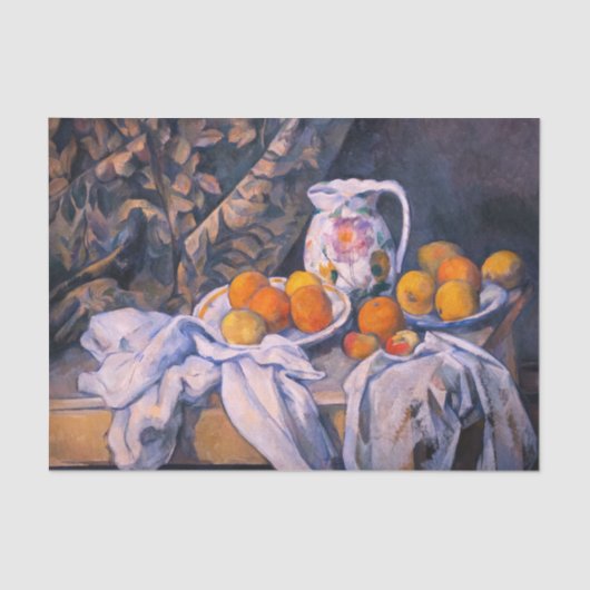 Paul Cezanne - Nog steeds leven met een gordijn Tissuepapier (Voorkant)