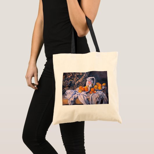 Paul Cezanne - Nog steeds leven met een gordijn Tote Bag (Voorkant (product))