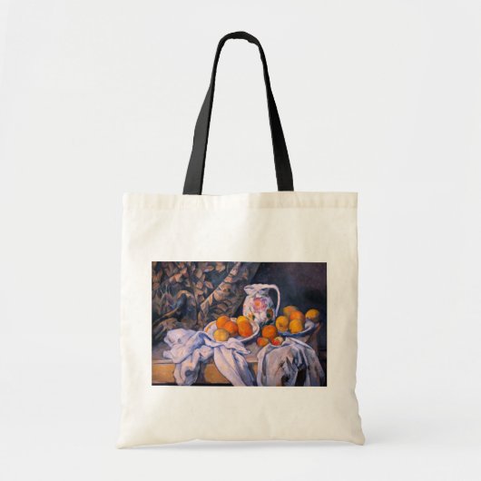 Paul Cezanne - Nog steeds leven met een gordijn Tote Bag (Voorkant)