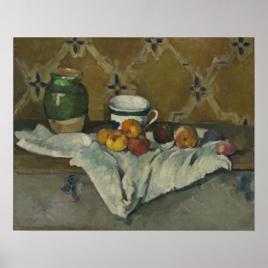 Paul Cezanne | Nog steeds leven met jar, Cup en Ap Poster (Voorkant)