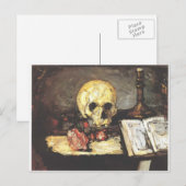 Paul Cezanne- Nog steeds leven met schedel, kaarsj Briefkaart (Voorkant / Achterkant)
