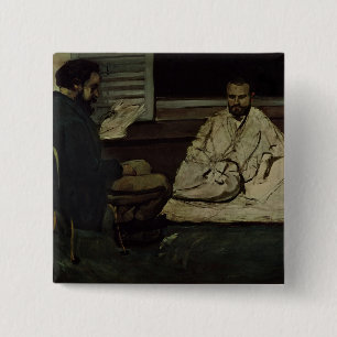 Paul Cezanne Paul Alexis die een Manuscript lees Vierkante Button 5,1 Cm
