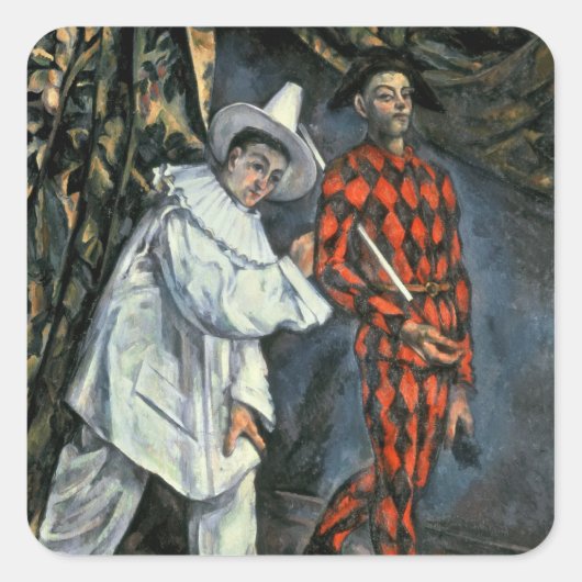 Paul Cezanne | Pierrot en Harlequin , 1888 Vierkante Sticker (Voorkant)