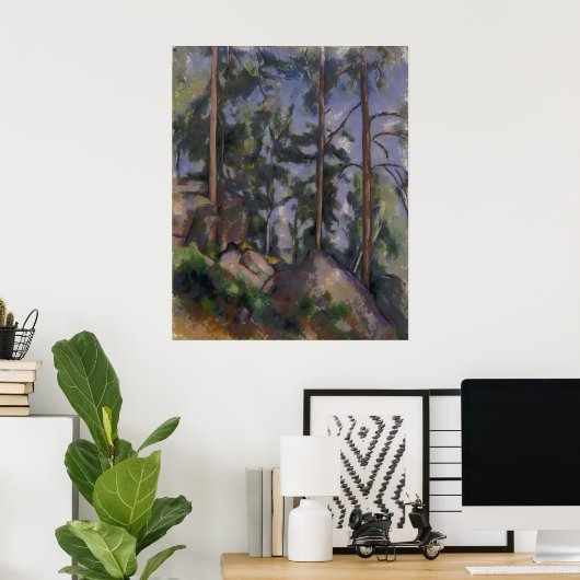 Paul Cézanne - Pines en Rocks Poster (Thuiskantoor)