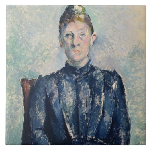 Paul Cezanne | Portret van Madame Cezanne, c.1890  Tegeltje (Voorkant)