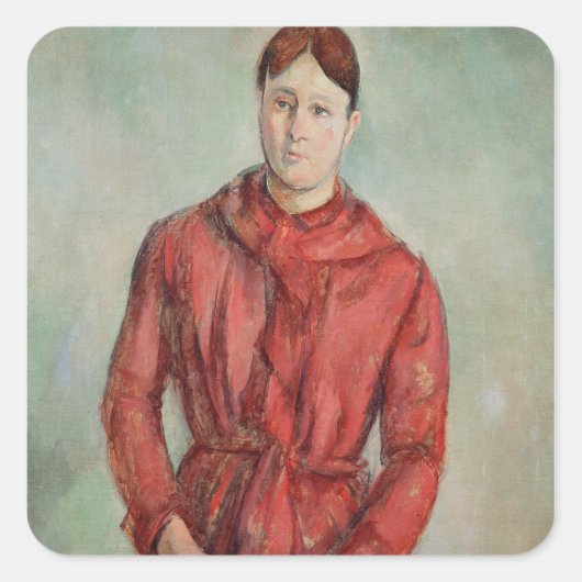 Paul Cezanne | Portret van Madame Cezanne Vierkante Sticker (Voorkant)