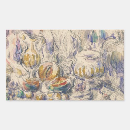 Paul Cezanne - Pot en Soup Tureen Rechthoekige Sticker (Voorkant)