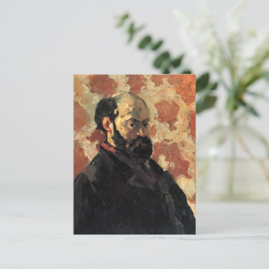 Paul Cezanne-Self-portret, roze achtergrond Briefkaart (Staand voorkant)