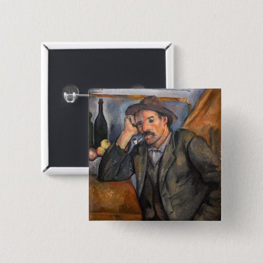 Paul Cezanne - Smoker Vierkante Button 5,1 Cm (Voorkant /achterkant)
