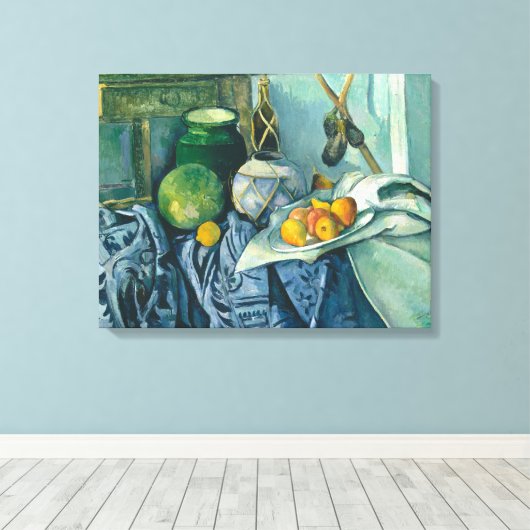 Paul Cezanne still Life Apples and Primroses Canvas Afdruk (Insitu (Houten vloer))