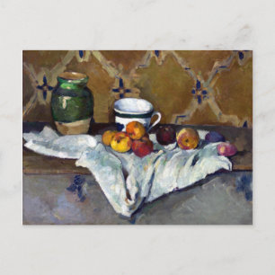 Paul Cezanne still Life with Jar, Cup en appels Briefkaart