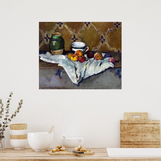 Paul Cezanne still Life with Jar, Cup en appels Poster (Keuken)