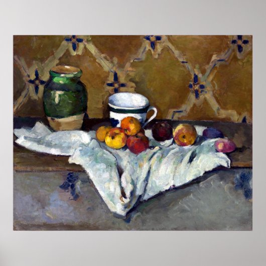 Paul Cezanne still Life with Jar, Cup en appels Poster (Voorkant)