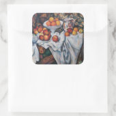 Paul Cezanne - Stilleven, Appelen en Sinaasappels Vierkante Sticker (Tas)
