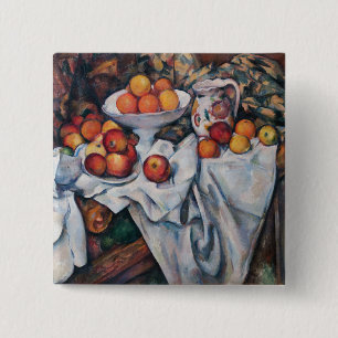 Paul Cezanne - Stilleven, Appels en Sinaasappels Vierkante Button 5,1 Cm