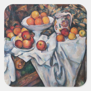 Paul Cezanne - Stilleven, Appels en Sinaasappels Vierkante Sticker