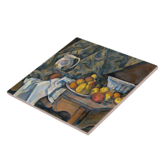 Paul Cezanne | Stilleven met appelen en perziken, Tegeltje (Zijkant)
