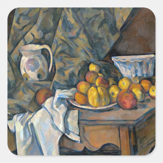 Paul Cezanne | Stilleven met appelen en perziken, Vierkante Sticker (Voorkant)