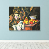 Paul Cezanne - Stilleven met appels en perziken Canvas Afdruk (Insitu (Houten vloer))