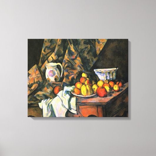 Paul Cezanne - Stilleven met appels en perziken Canvas Afdruk (Voorkant)