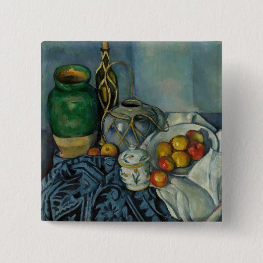 Paul Cezanne - Stilleven met appels Vierkante Button 5,1 Cm (Voorkant)
