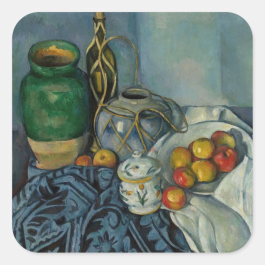 Paul Cezanne - Stilleven met appels Vierkante Sticker (Voorkant)