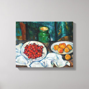 Paul Cezanne - Stilleven met Cherries en perachs Canvas Afdruk