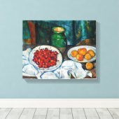 Paul Cezanne - Stilleven met Cherries en perachs Canvas Afdruk (Insitu (Houten vloer))
