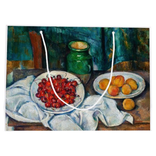 Paul Cezanne - Stilleven met Cherries en perachs Groot Cadeauzakje (Achterkant)