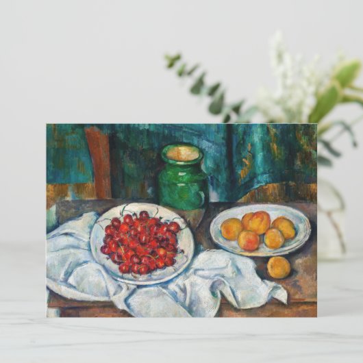 Paul Cezanne - Stilleven met Cherries en perachs Kaart (Staand voorkant)