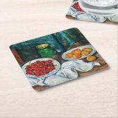 Paul Cezanne - Stilleven met Cherries en perachs Kartonnen Onderzetters (Schuin)